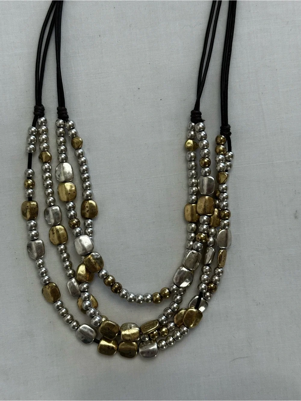 VTG Mixed Metal Layered Beaded Necklace Boho Earthy Boho Resort Core